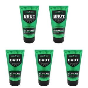 5 Pack BRUT The Modern Man 3-in-1 All Over Wash 5oz Mens Body Face Hair Cleanser